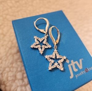 JTV Silver Star Drop Earrings